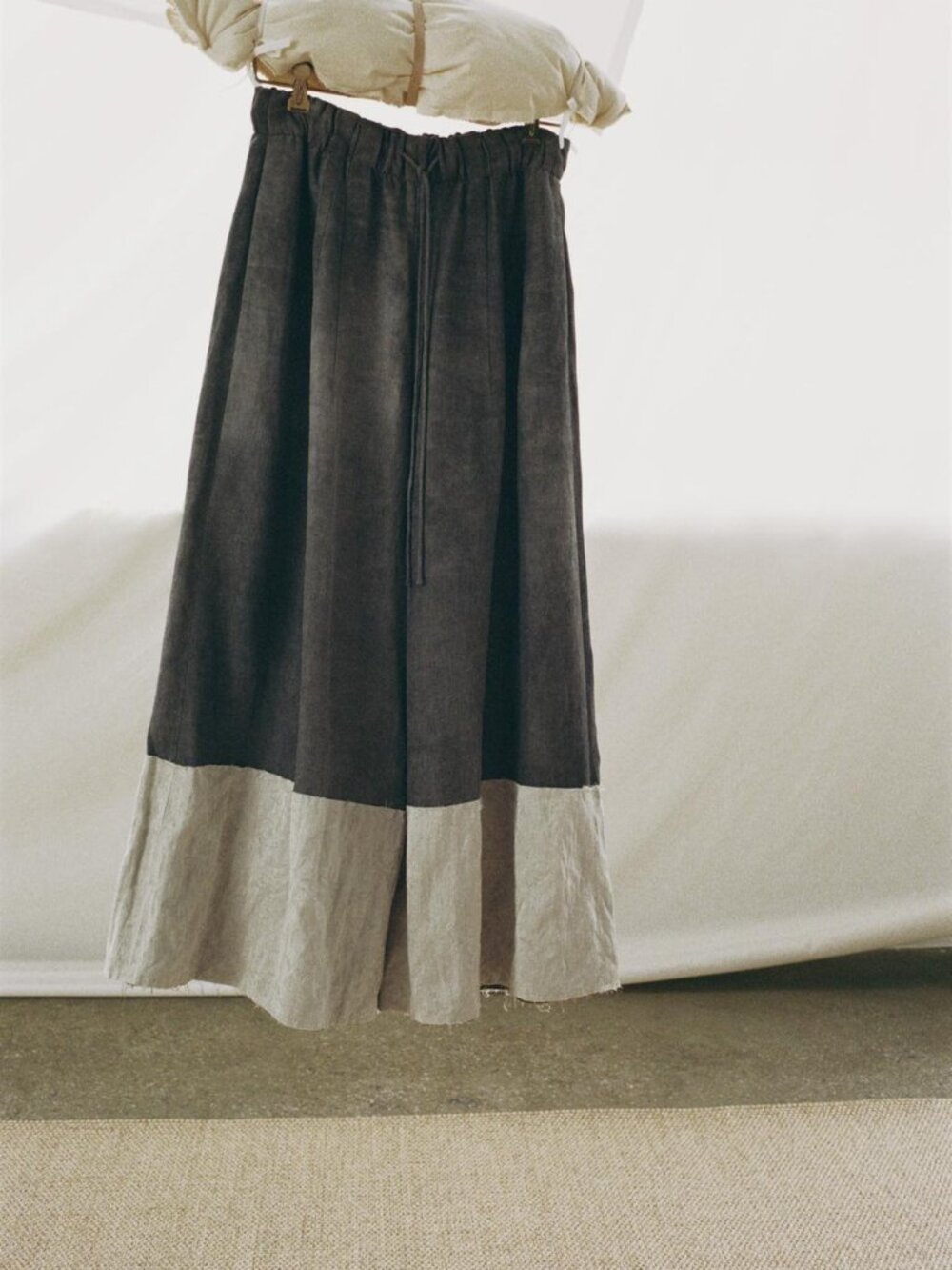 ZARA ZW Jacquard Trim Wide Leg Linen Blend Pants, Gray Marl, Size M NWT!